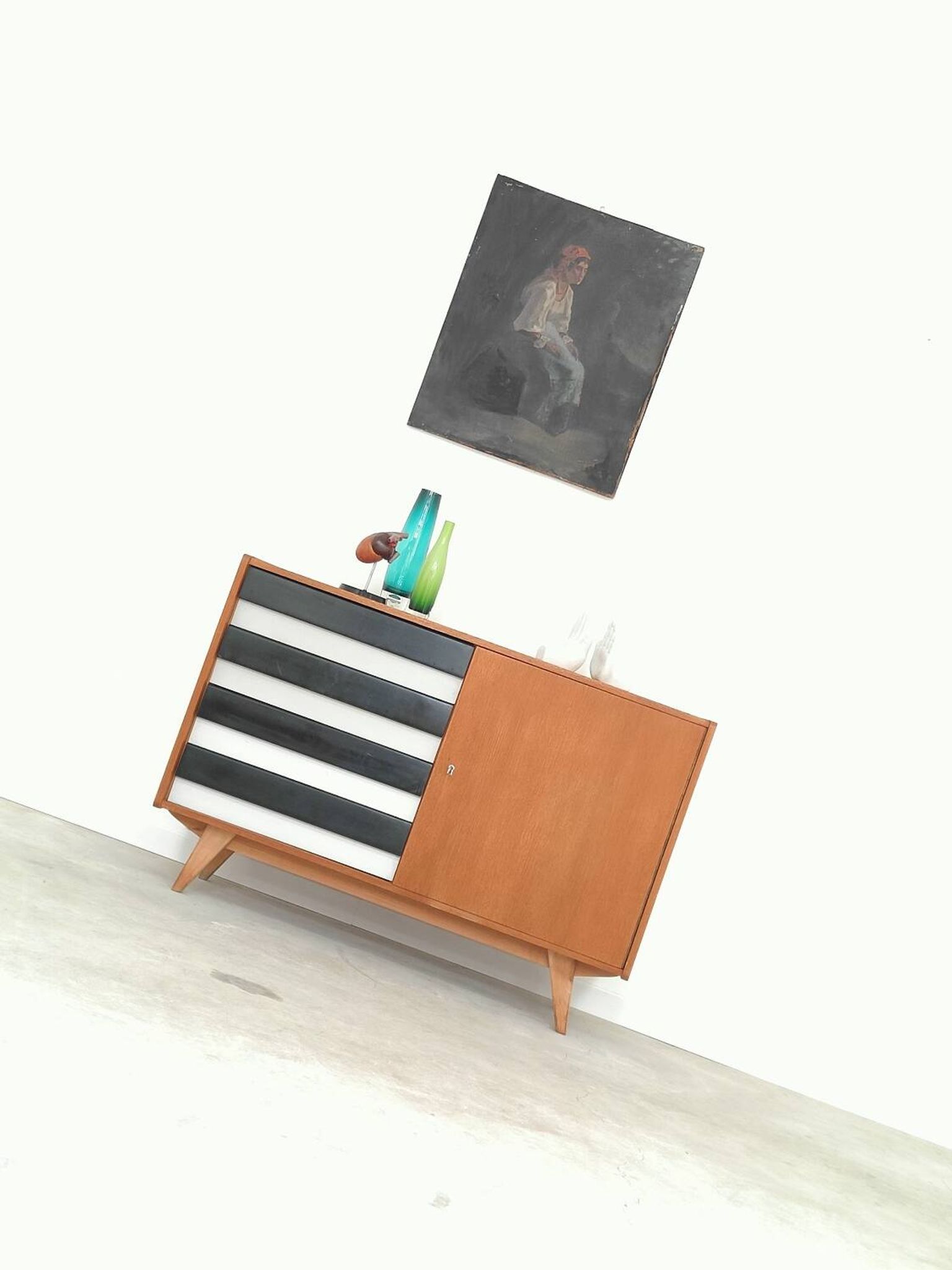 U-458 black and white sideboard by Jiri Jiroutek for Interier Praha