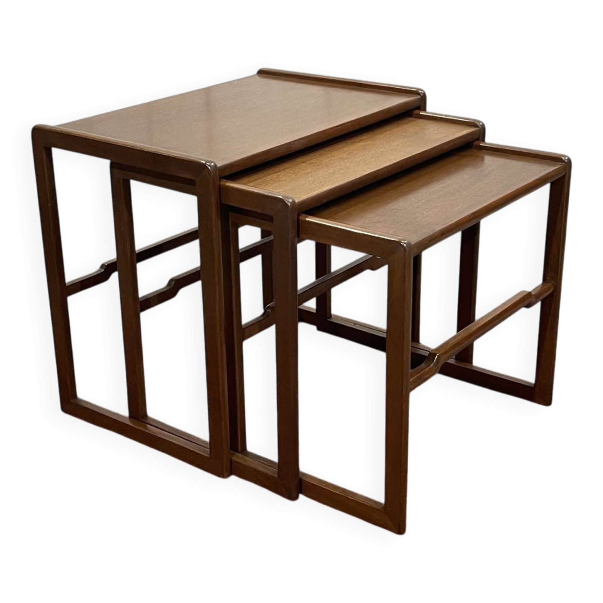 Set of 3 English teak nesting tables from the 1970s