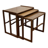 Set of 3 English teak nesting tables from the 1970s