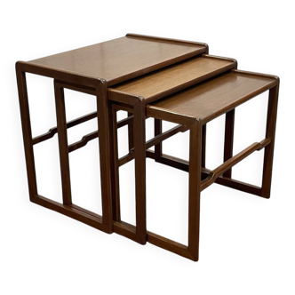Set of 3 English teak nesting tables from the 1970s
