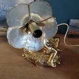 Bedside lamp Angel flower petals mother-of-pearl base alloy cast iron gilded