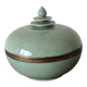 Mooie oude jade achtige blauwe groene keramische pot