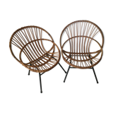 Pair of rattan basket chairs