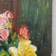 Oil on cardboard 20th century still life with flowers