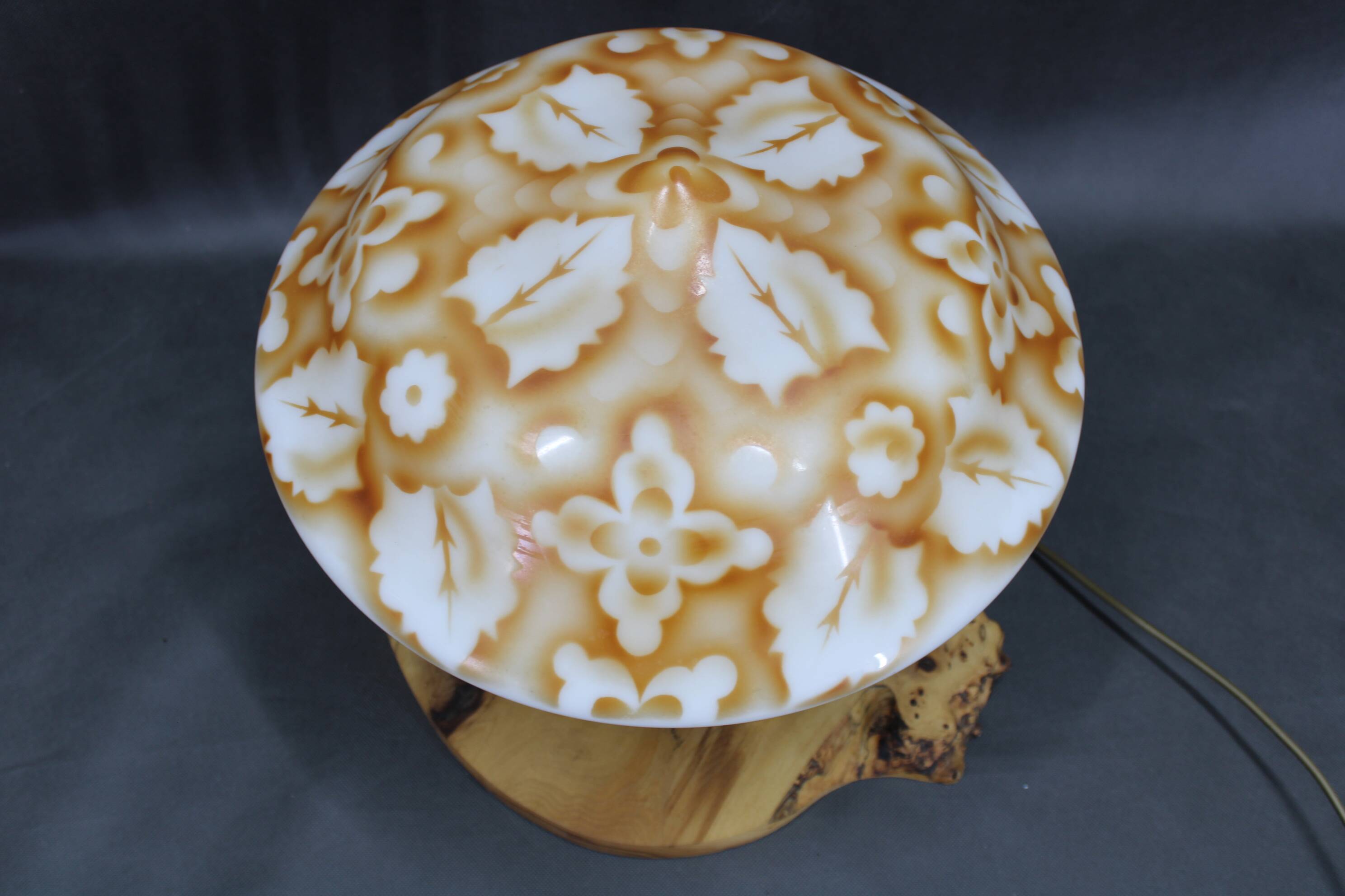 Contemporary Unique Wooden Table Lamp with Glass Shade