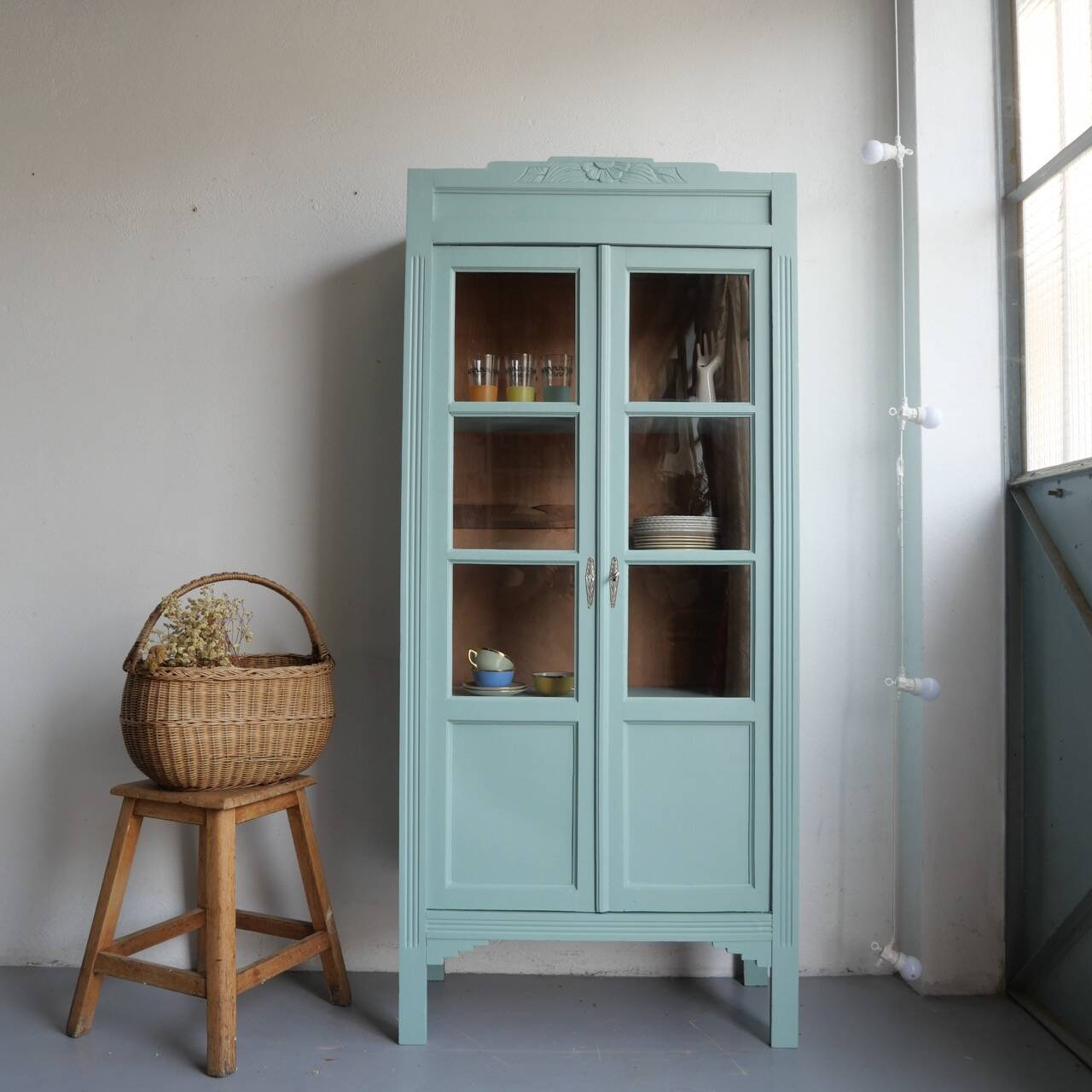 Renovated antique display cabinet