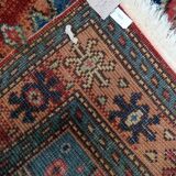 Vintage 1950s German tribal style wool rug, geometric medallion, 84cm x 180cm