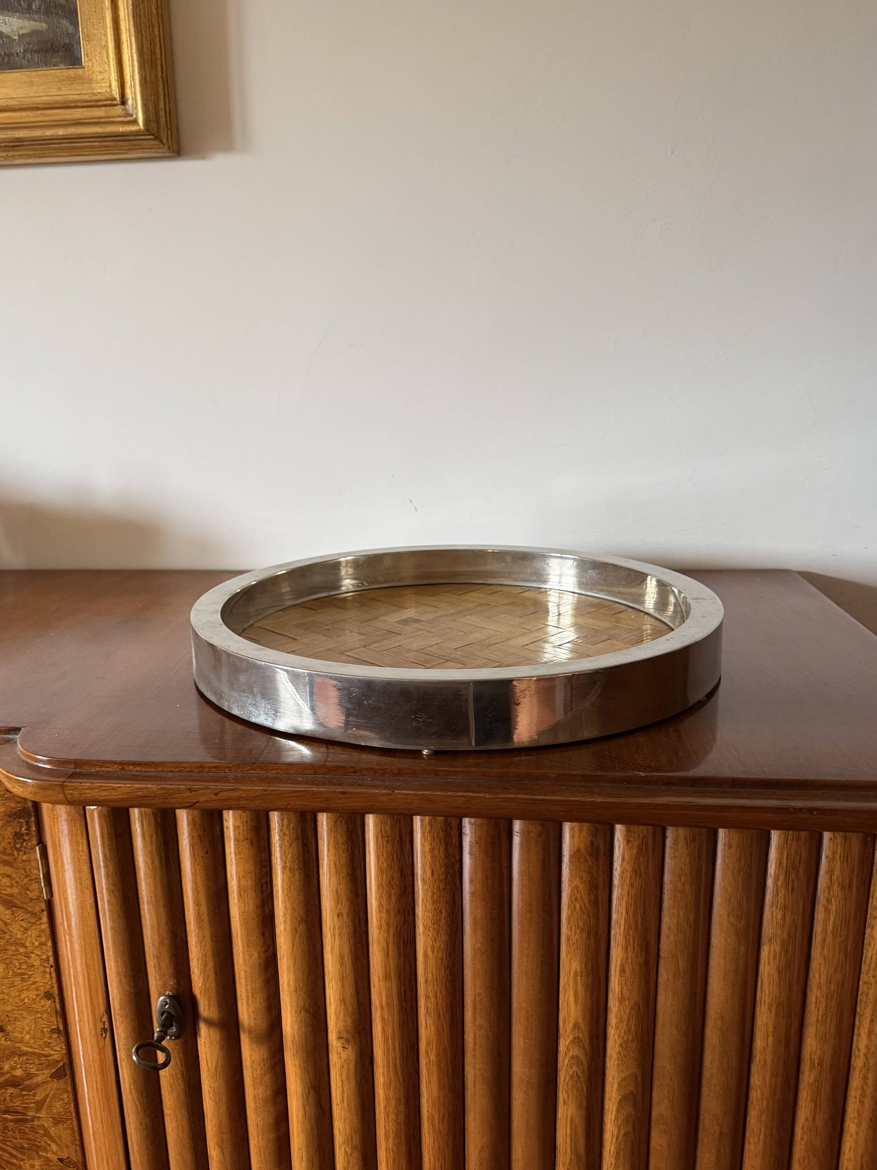 Hollywood regency bamboo and brass tray, Italy 1970s