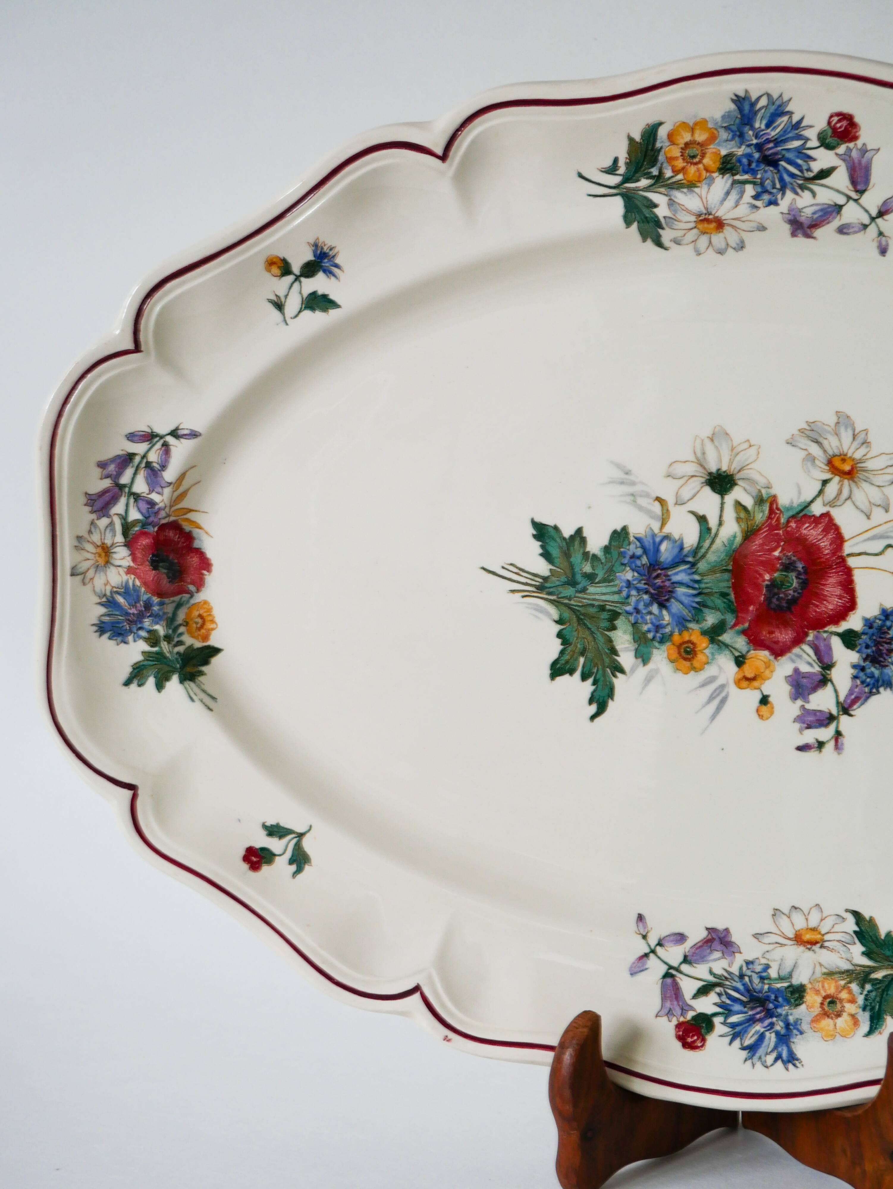 large oval dish Digoin Sarreguemines model Agreste, 1960