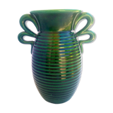 White Letalle green ceramic vase, Saint-Clément Lunéville