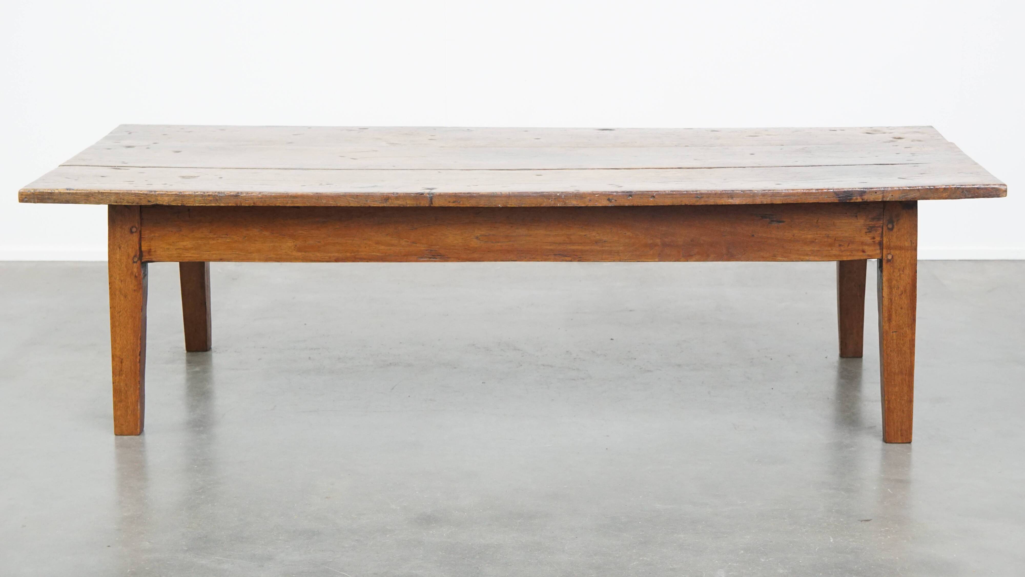 Antique Coffee Table Made of Chestnut Wood from the Early 19th Century