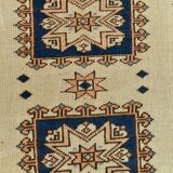 2x11 shades of cream blue oushak runner rug