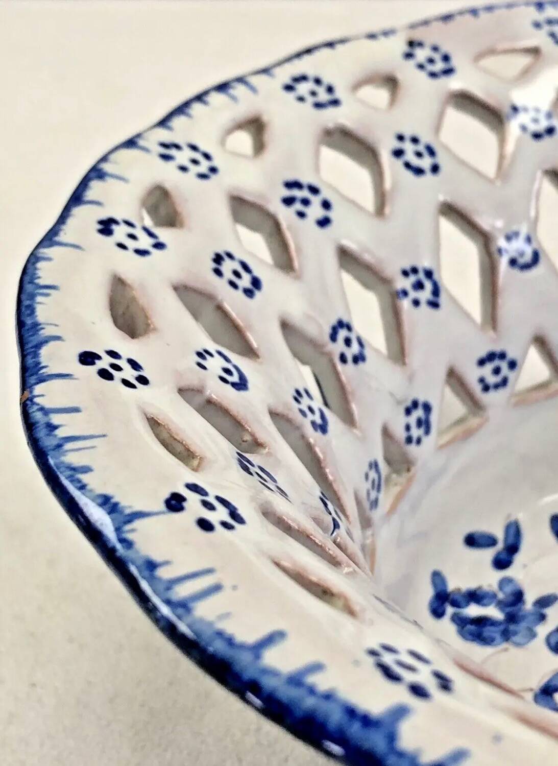 Old openwork bread fruit basket cup Martres Tolosane