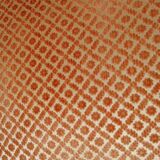 Vintage bench in wood and orange/ivory velvet.