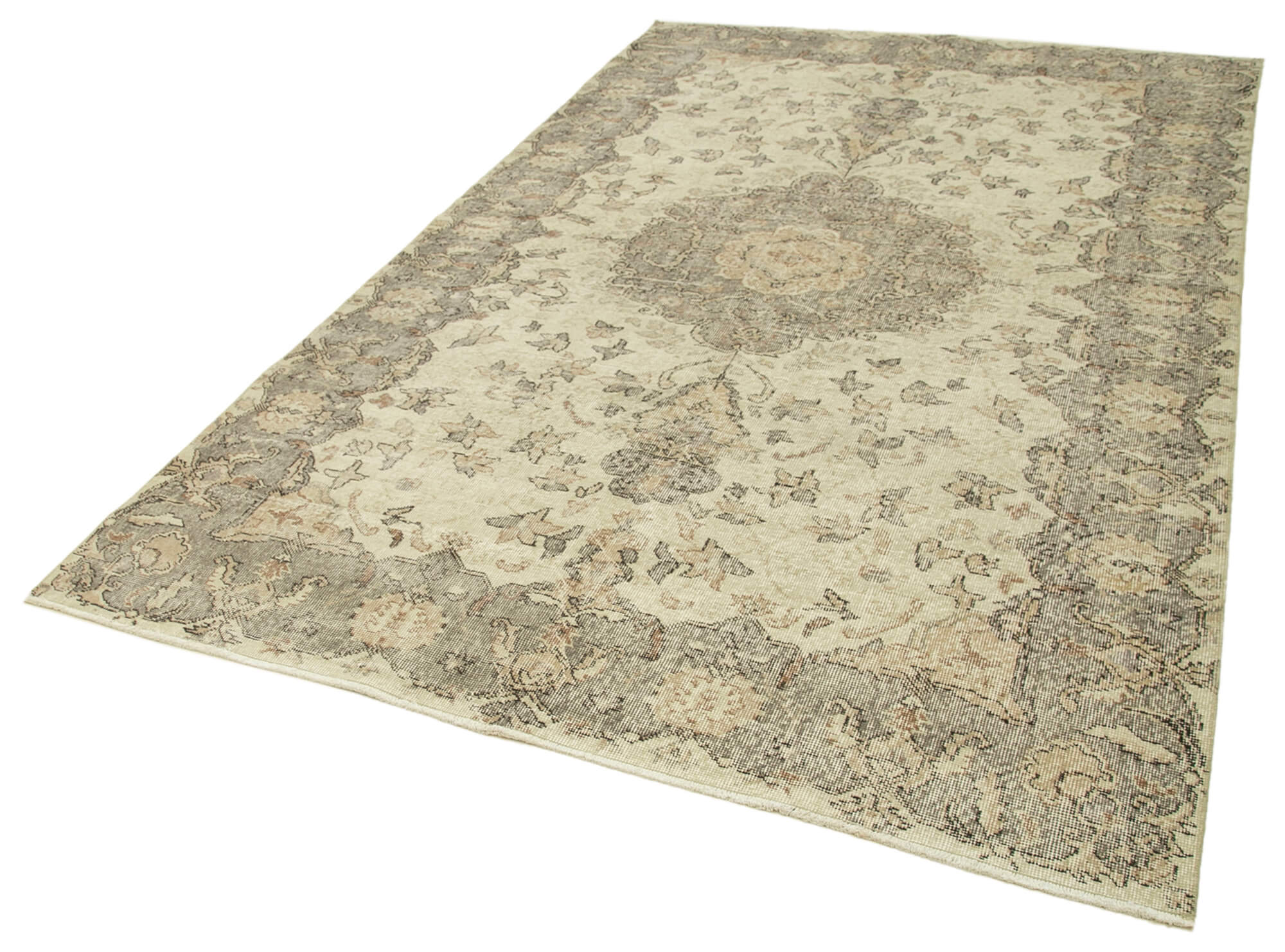 Handmade antique oriental beige rug 187 cm x 300 cm