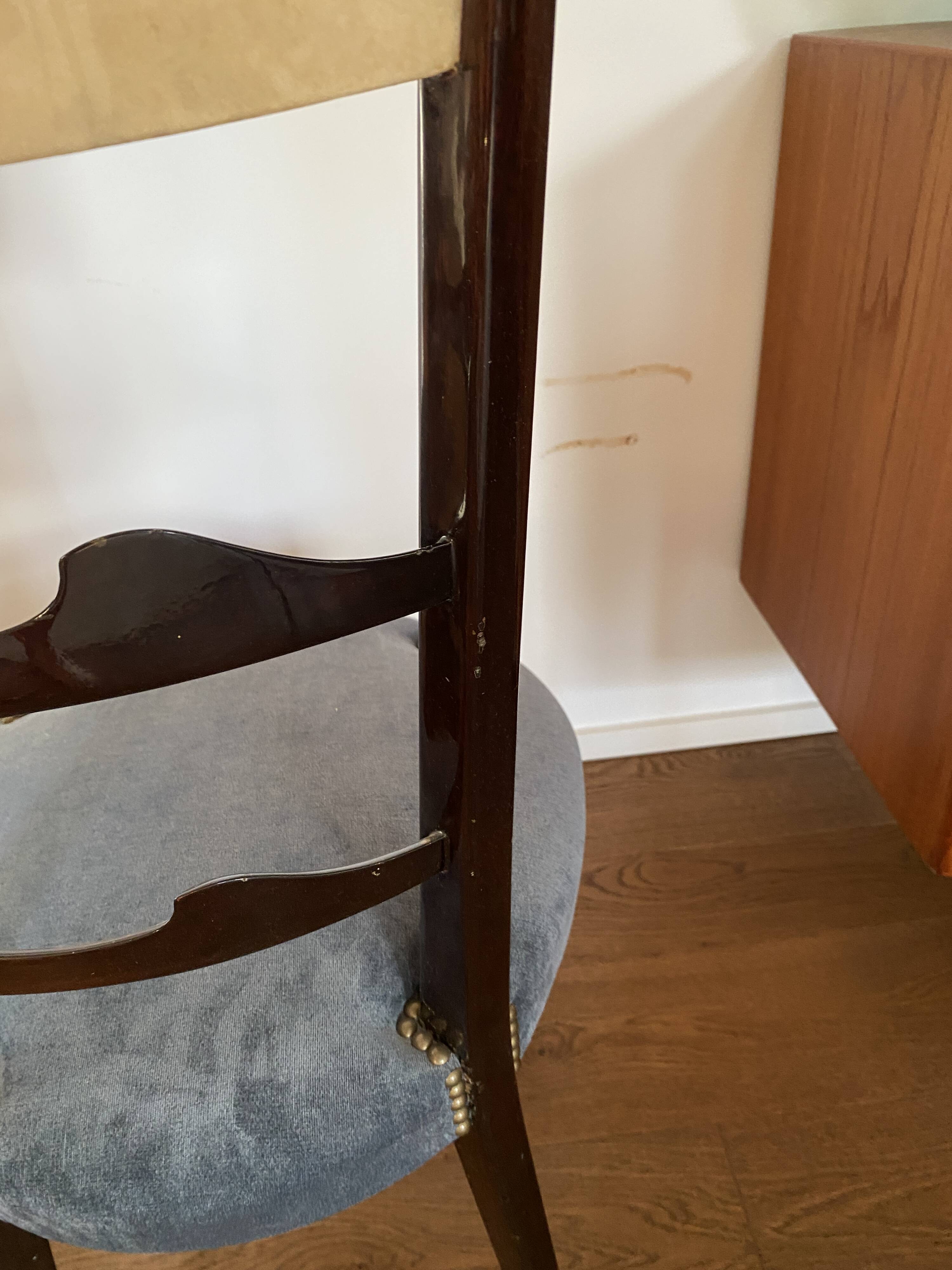 Set of four Italian Mid-Century Modern High Back dining chairs by Aldo Tura