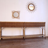 Double planter in wicker and rattan
