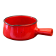 Vintage poelon in bright red glazed ceramic