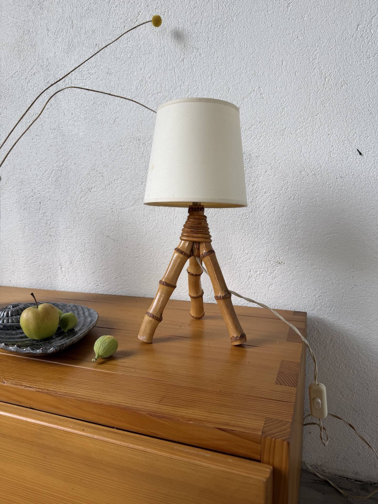 1960s rattan desk or table lamp