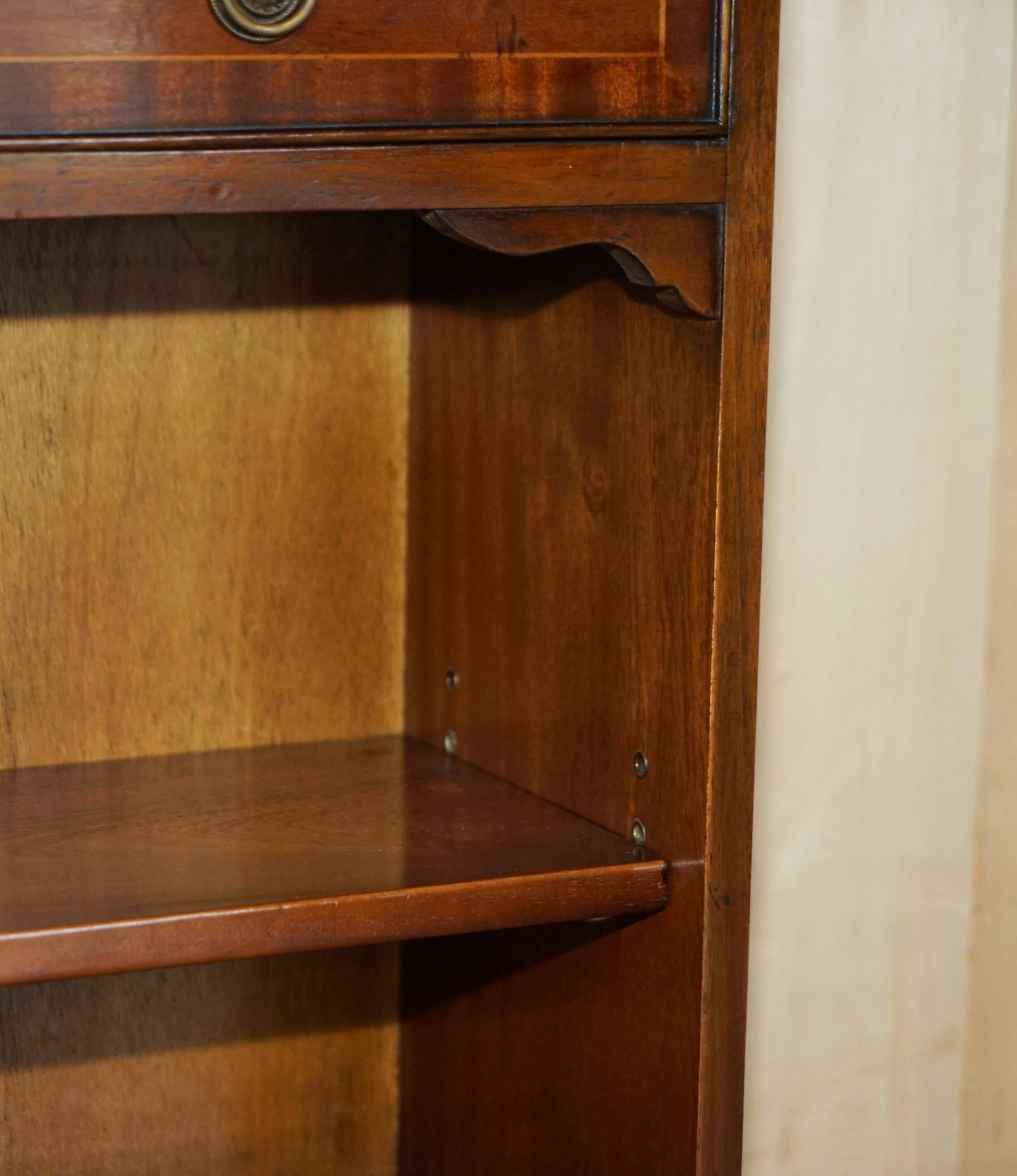 Vintage Low Bevan Funnell Library in Flamed Mahogany with Two Drawers