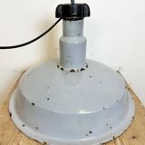 Large industrial midcentury grey enamel factory lamp, 1950s