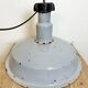 Large industrial midcentury grey enamel factory lamp, 1950s