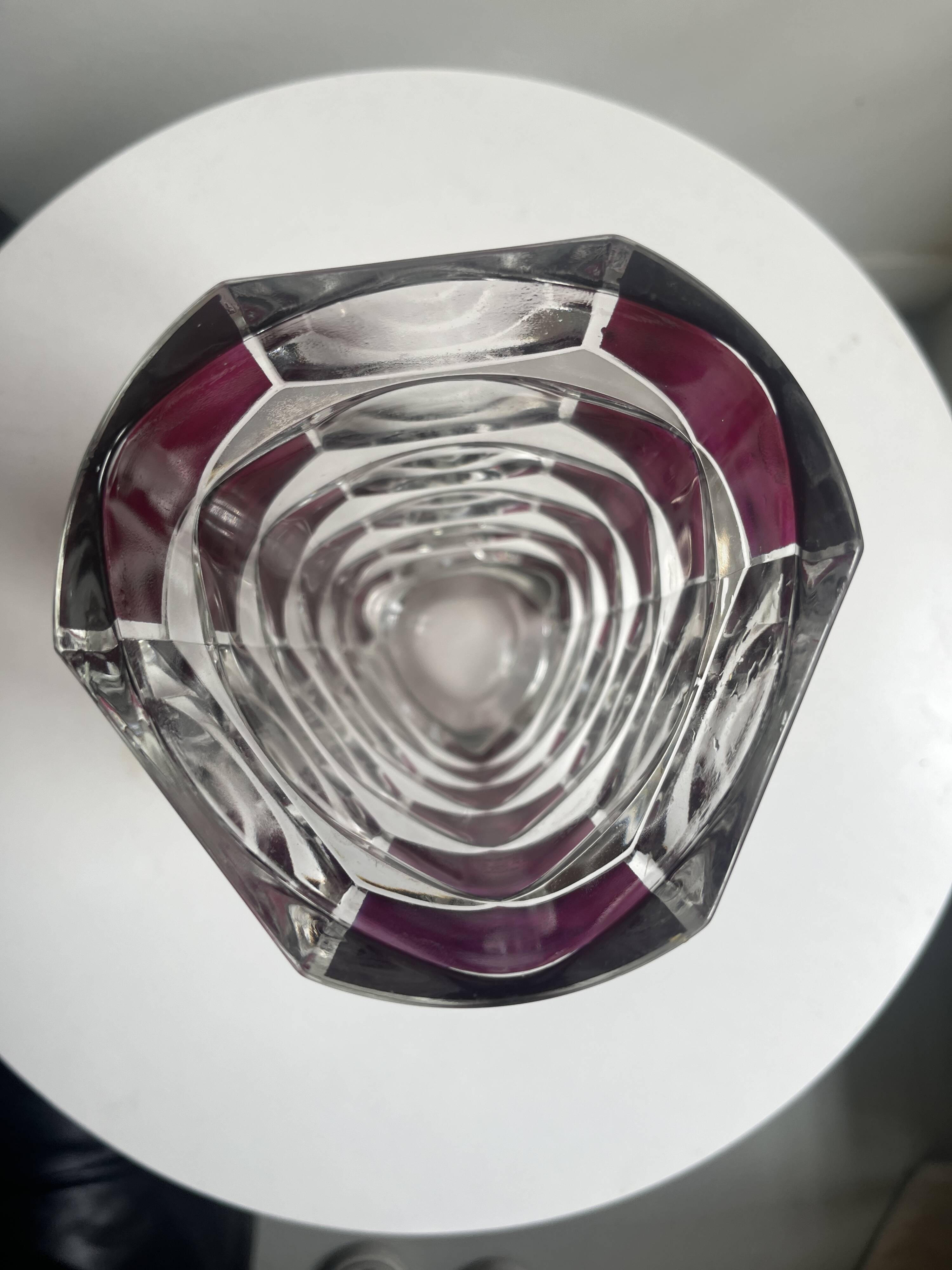 Luminarc vase with burgundy geometric patterns, France 1970