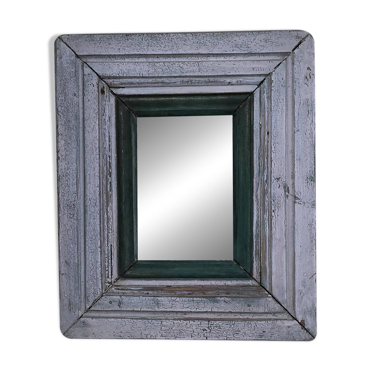 Beveled mirror patinated wood early 20th century