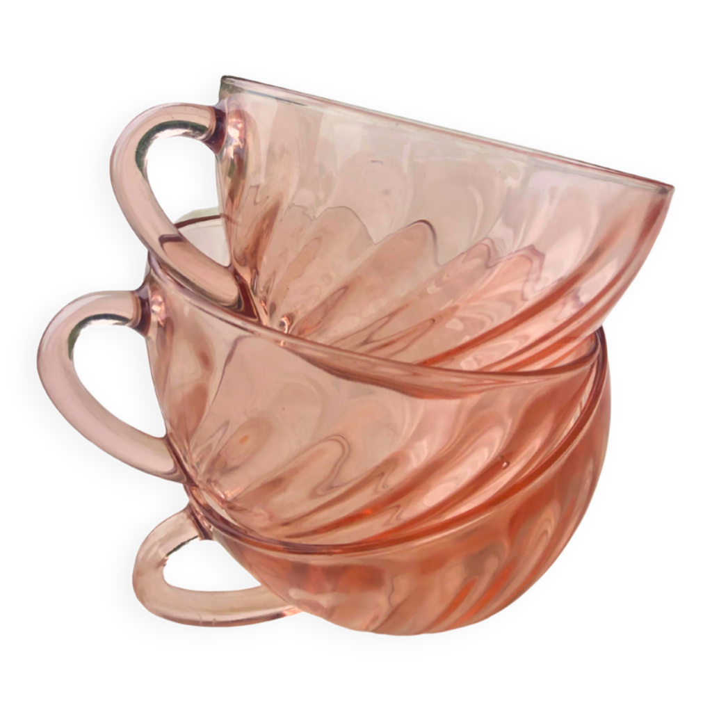 Set De 6 Tasses à Café Arcoroc Bleues Avec Soucoupes - Occasion En Bon état