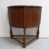 Table demi-lune en chêne vintage avec volet roulant