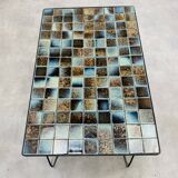 Ceramic side table 50s, pin legs, blue