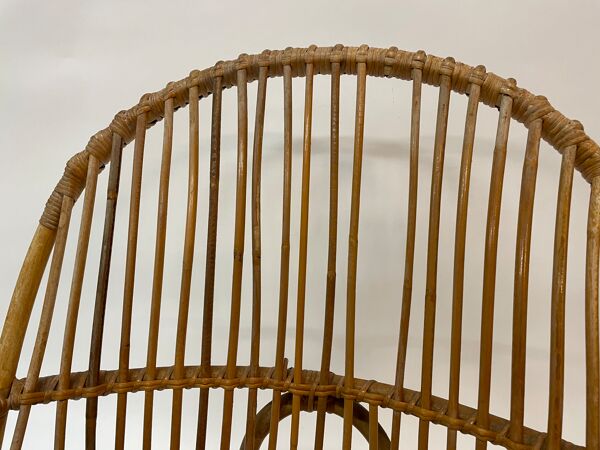 Fauteuil en rotin vintage par Dirk van Sliedregt Rohe Noordwolde 1960 des Pays-Bas