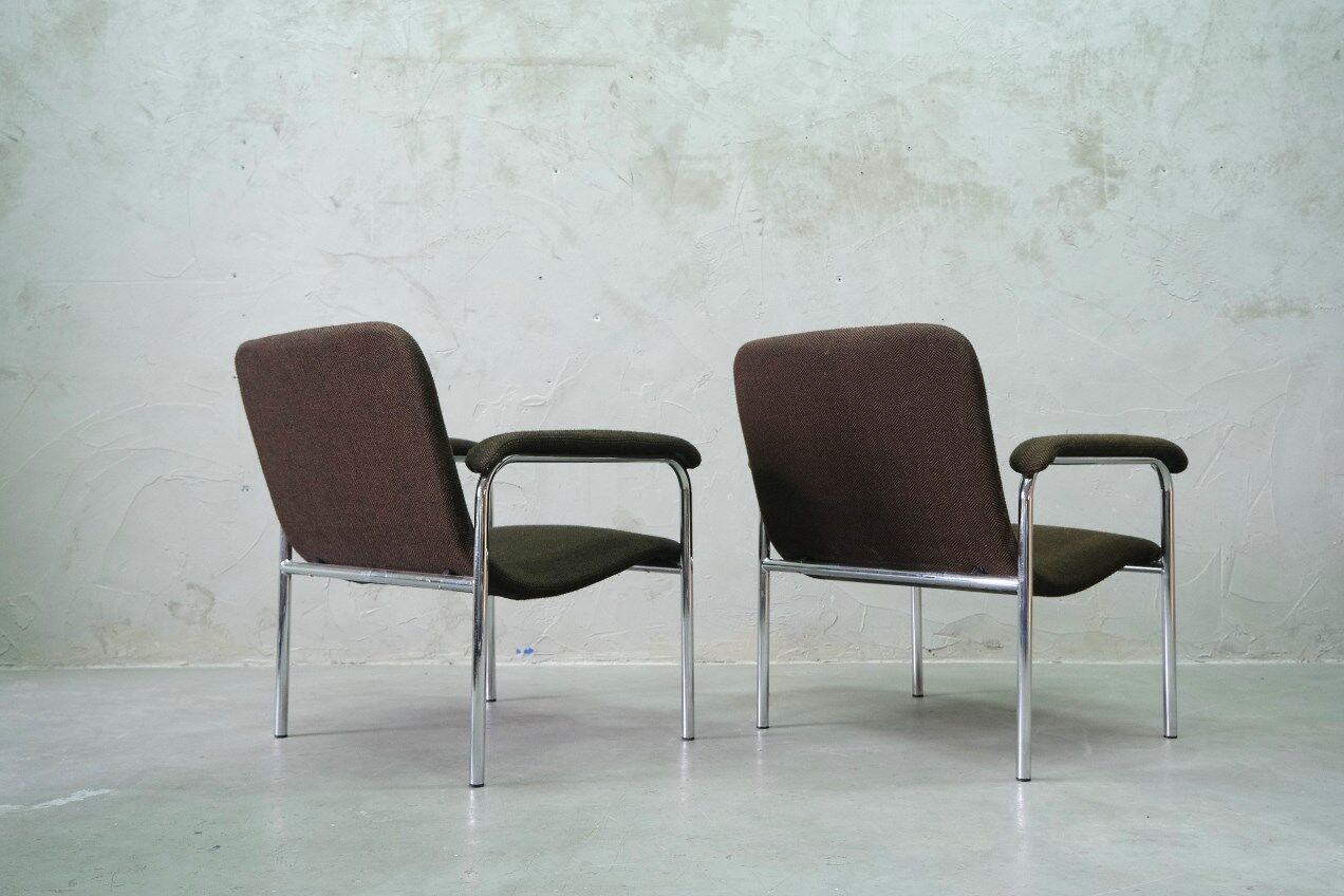 Mid-Century Easy Chairs in Tubular Steel from Thonet, 1970s, Set of 2.