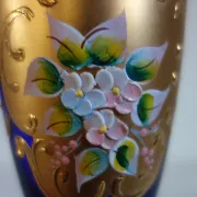 12 cobalt blue and gold Murano glass flutes, mid-20th century.