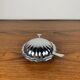 Shell butter dish with vintage knife, silver metal and white insert