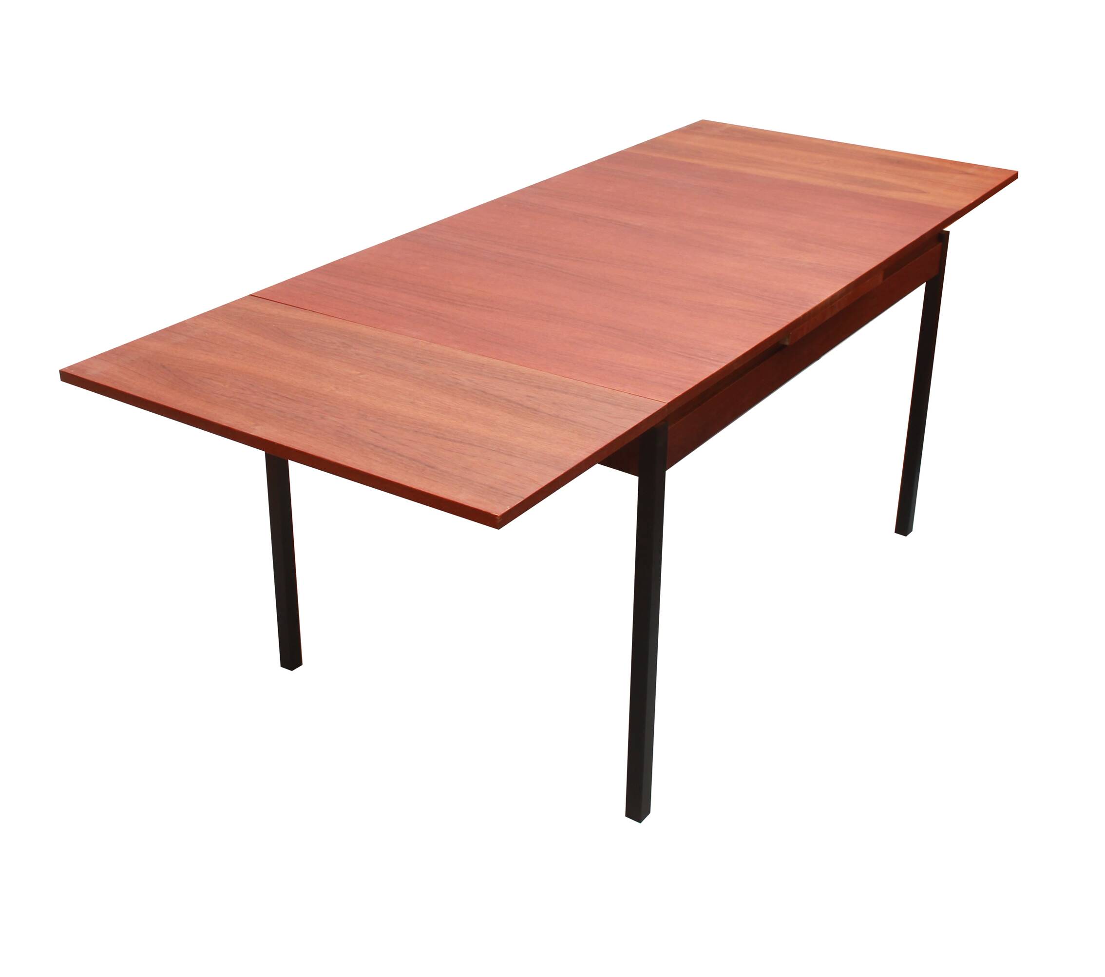 Table à manger extensible des années 60 en teck et métal