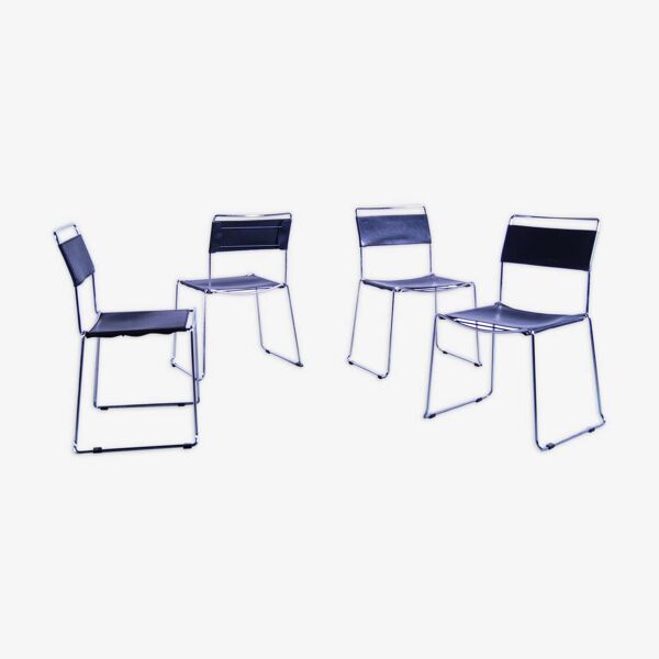 Set de 4 chaises de salle à manger en cuir Giandomenico Belotti pour Alias.