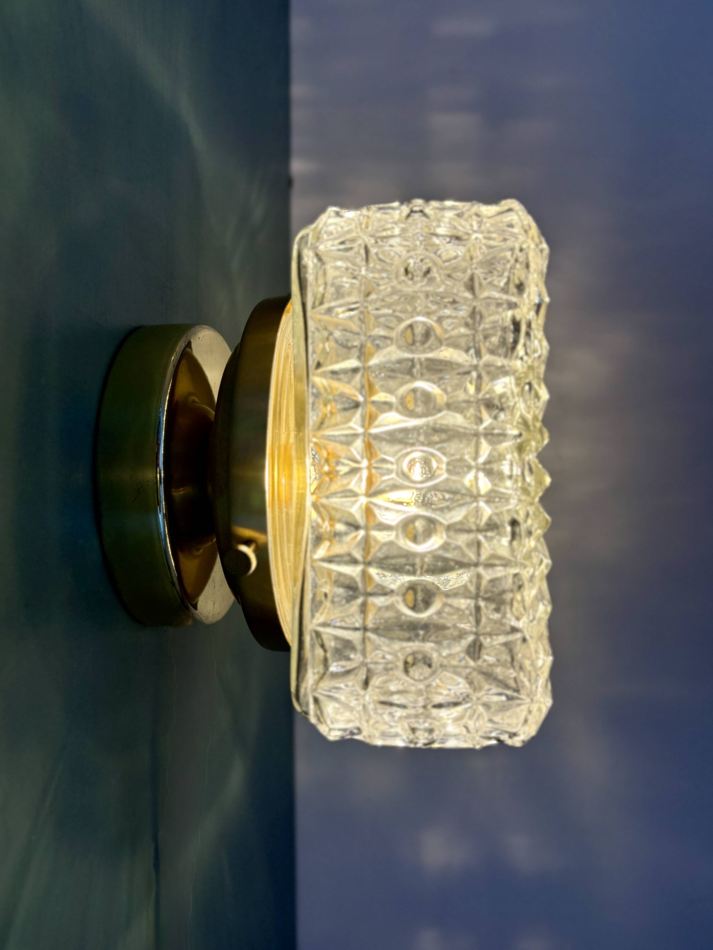 Vintage square glass globe wall/ceiling light.
