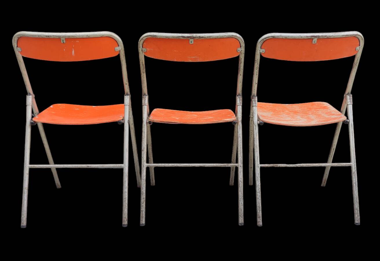 3 vintage folding chairs 1960s Souvignet