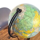 Vintage world map globe circa 1950