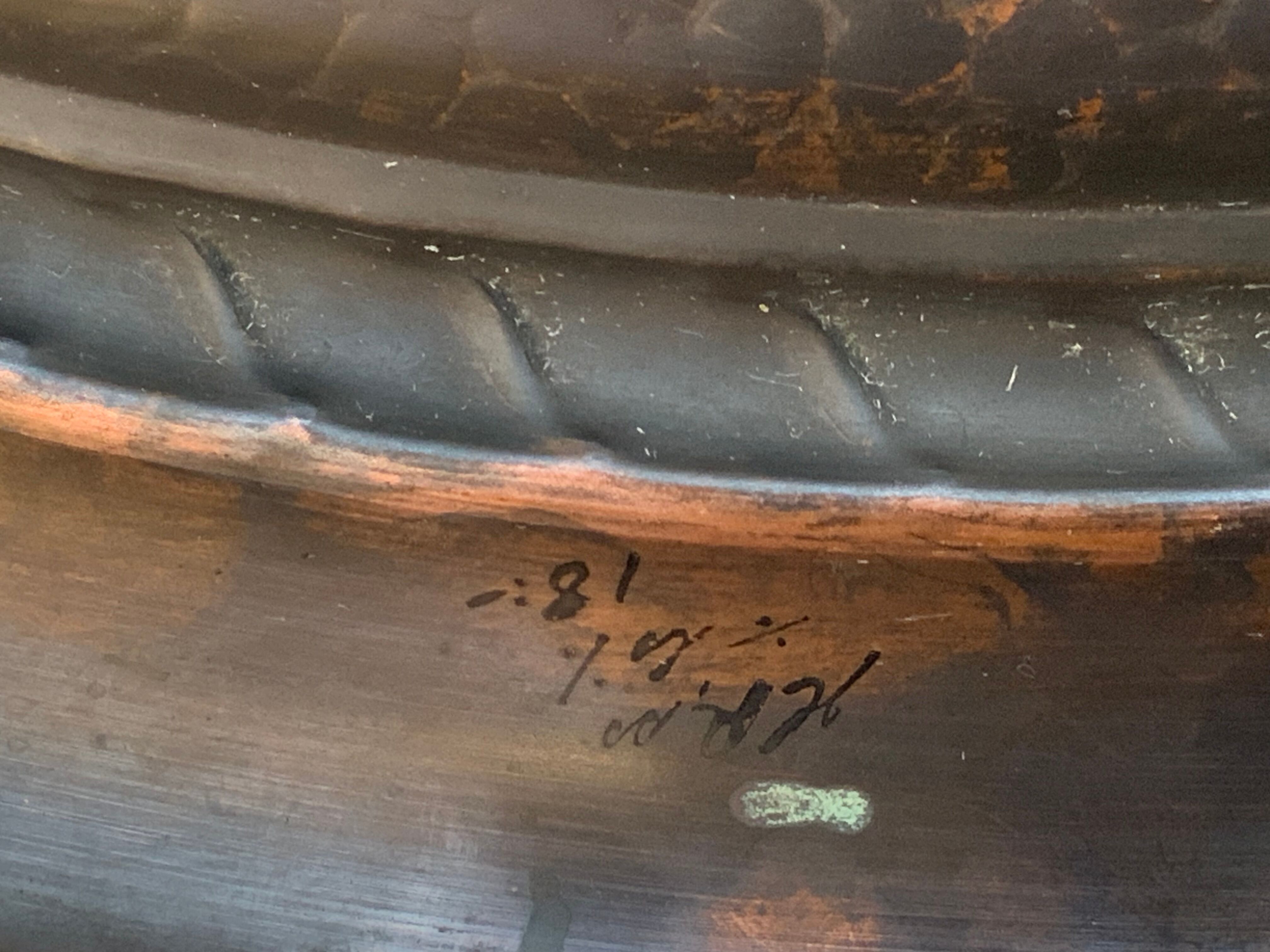 Art deco side table, copper top 1930s