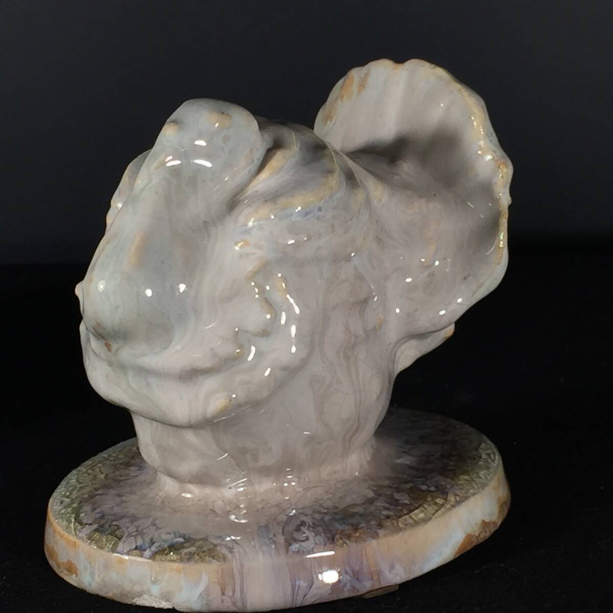 Art Deco ceramic animal sculpture, White Turkey, circa 1930