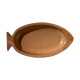Oval brown ceramic fish dish