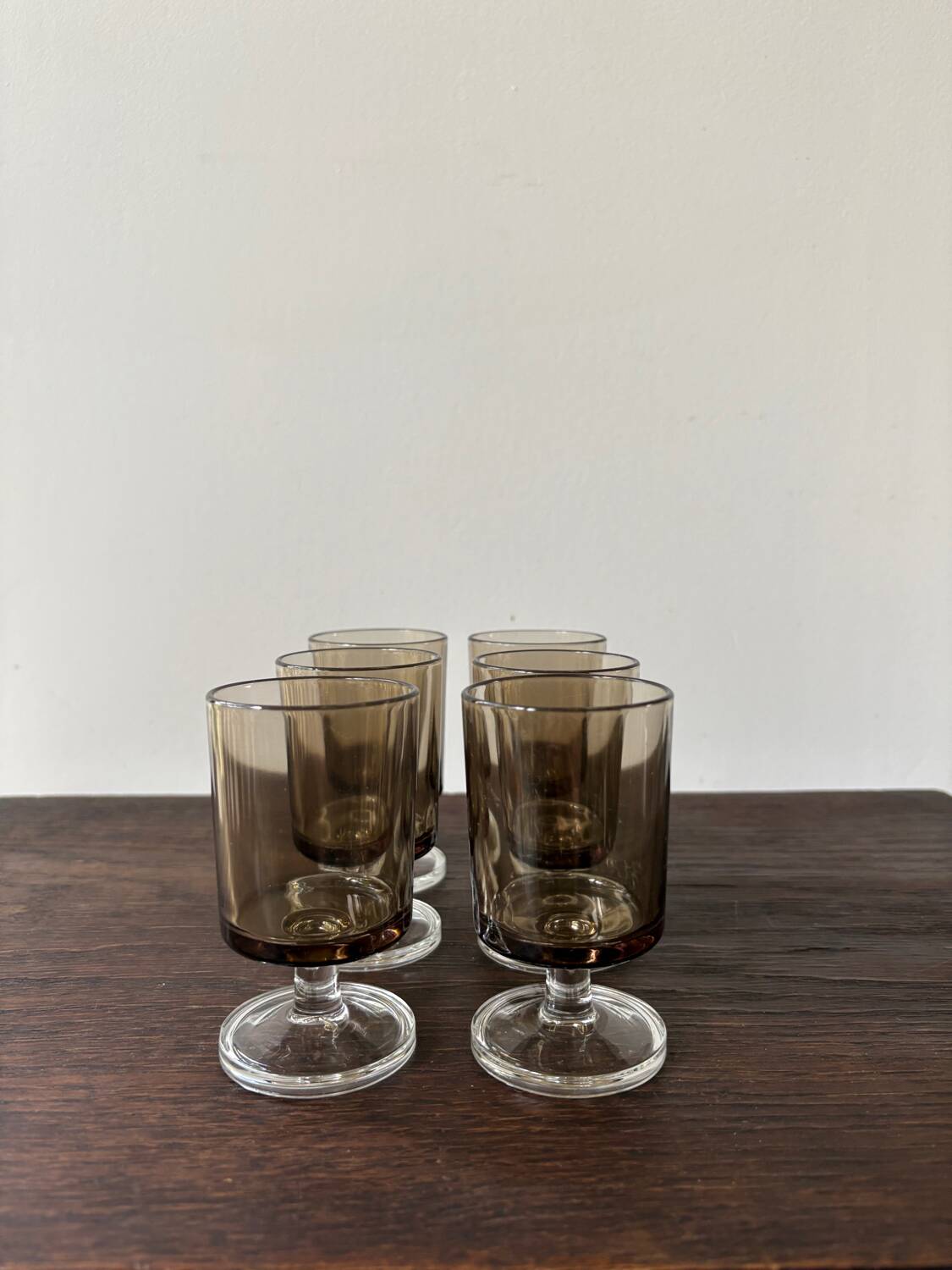 Set of 6 vintage Luminarc stemmed glasses from the 70s