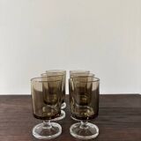 Set of 6 vintage Luminarc stemmed glasses from the 70s