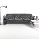Vintage grey leather sofa from Leolux, 1980