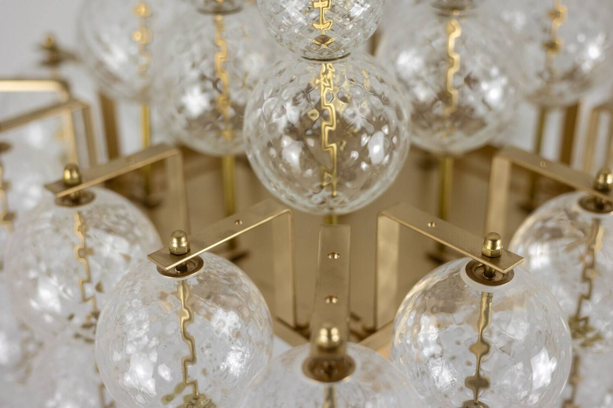 Kamenický Šenov. Glass blown chandeliers and gilded brass. 1970s.