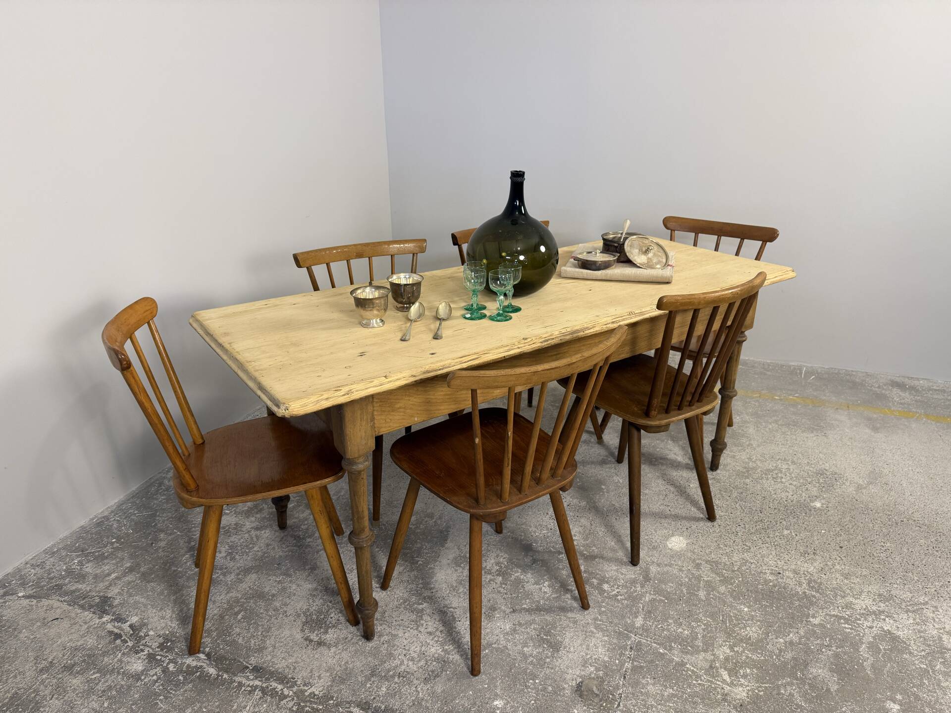 Old farmhouse table in fir, bistro style – 180 cm