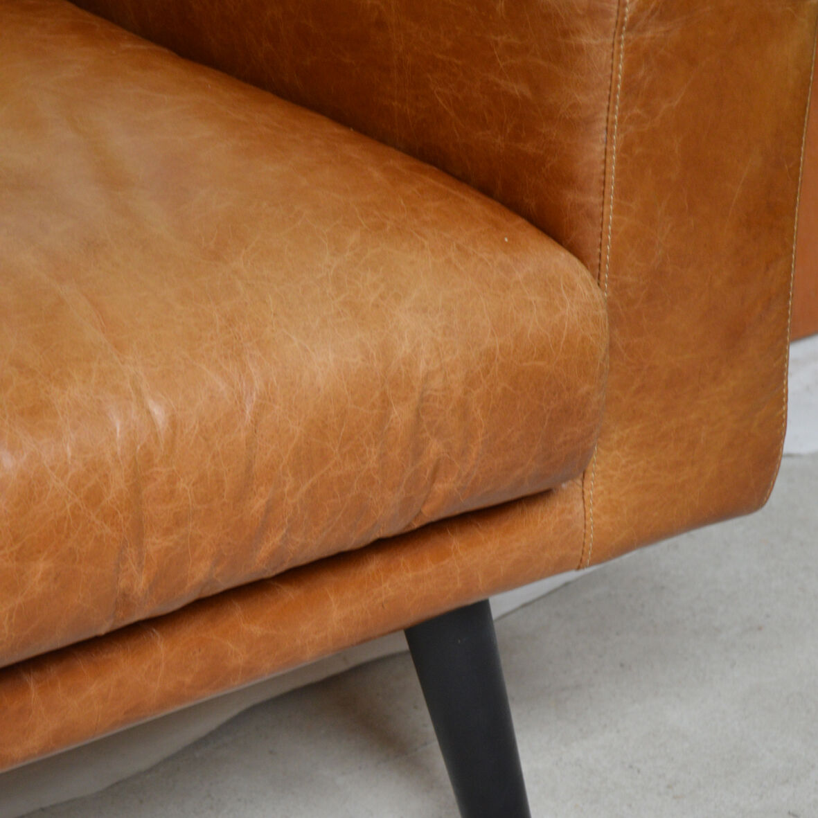 Large brown leather sofa