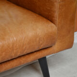 Large brown leather sofa